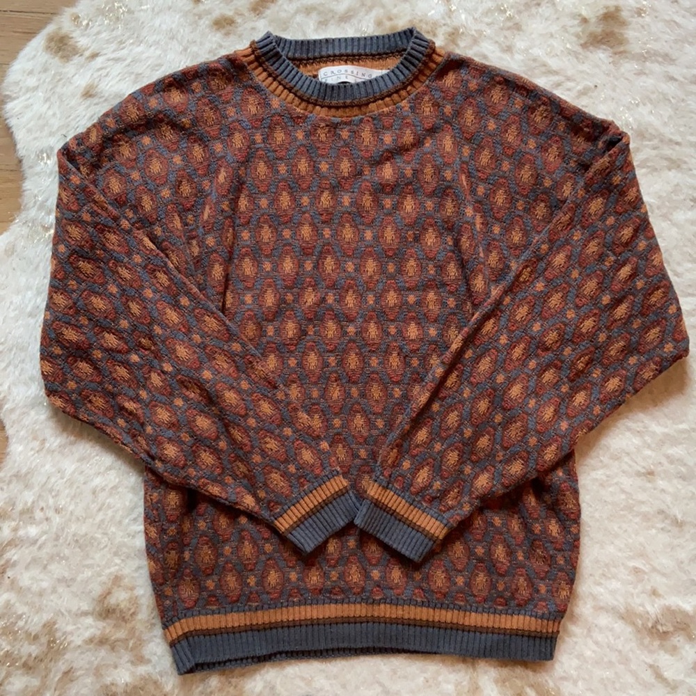 Vintage Unisex Oversized Crew Neck Knit Sweater | Crossings Fine Line